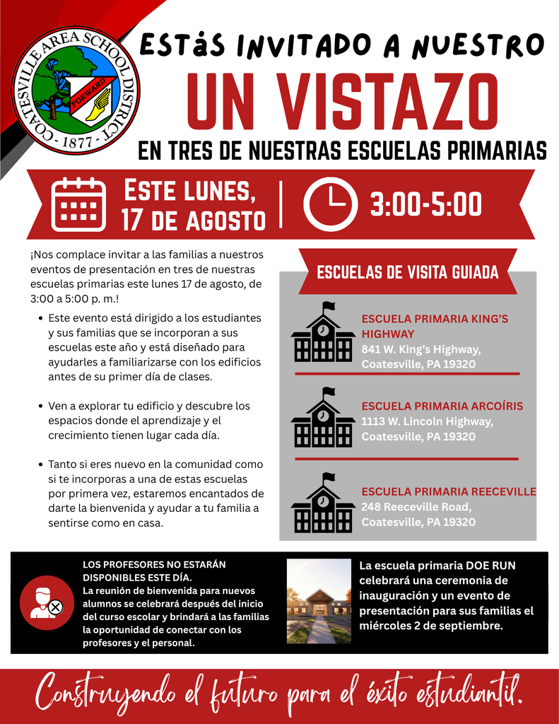 Elementary Sneak-A-Peek flyer 2026 (Spanish)