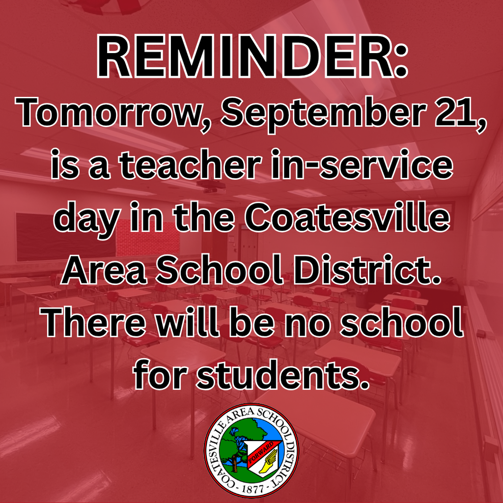Reminder: Teacher in-service day tomorrow in CASD. No school for students (English).
