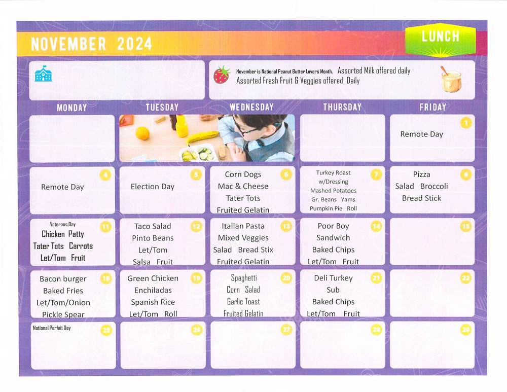 November Lunch Menu