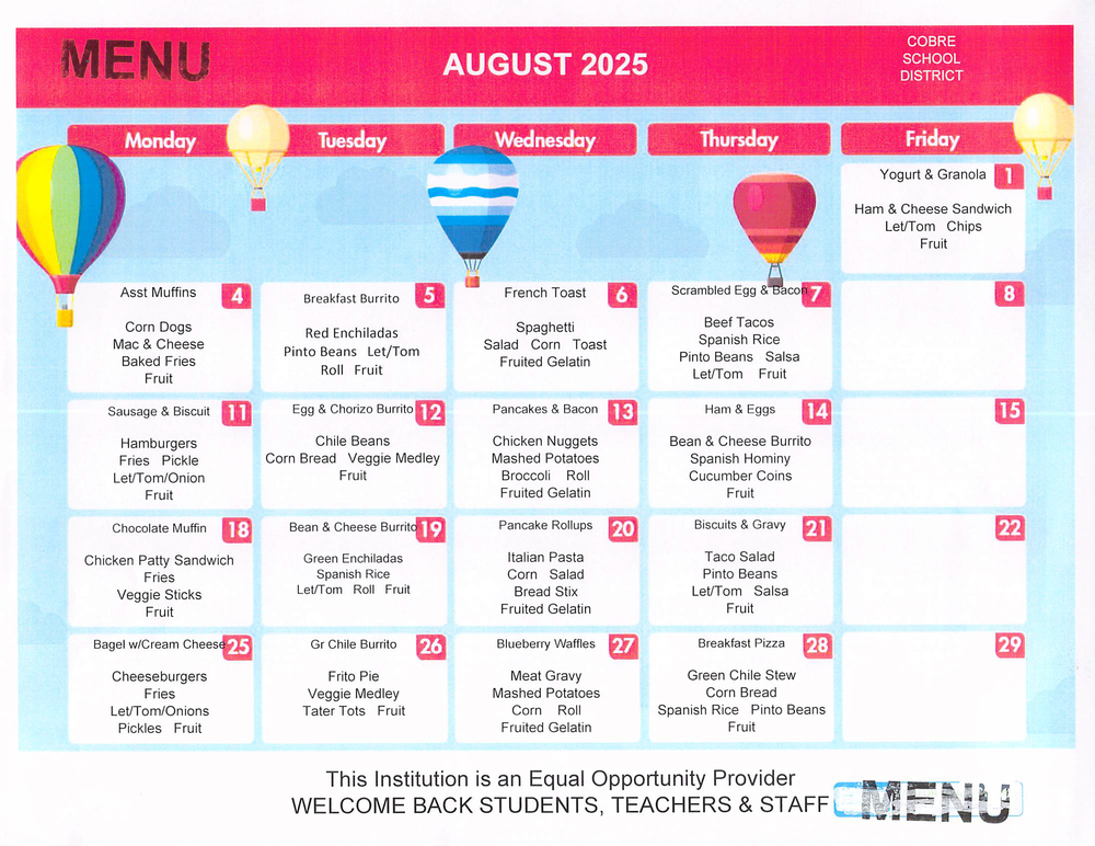 August Menu