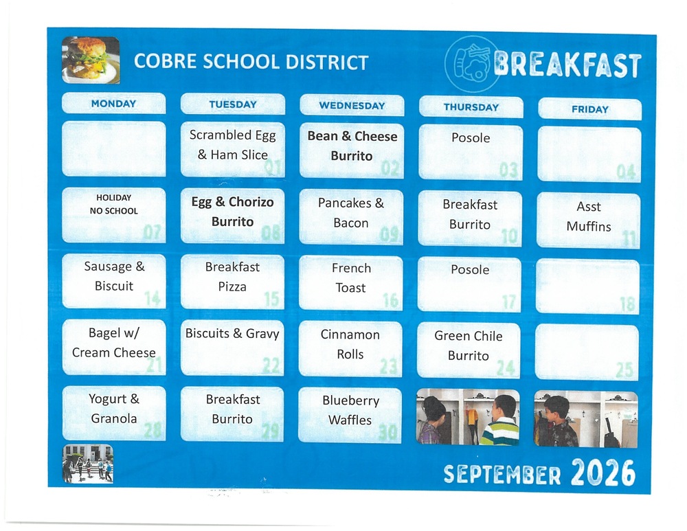Breakfast menu