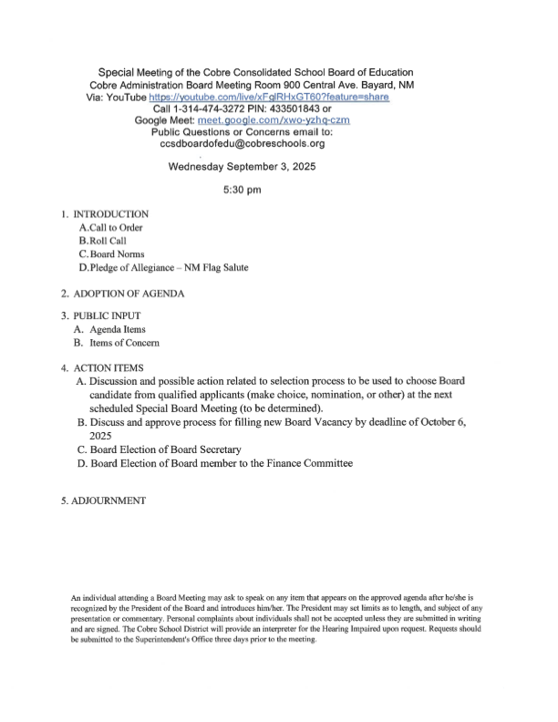 Agenda page 1
