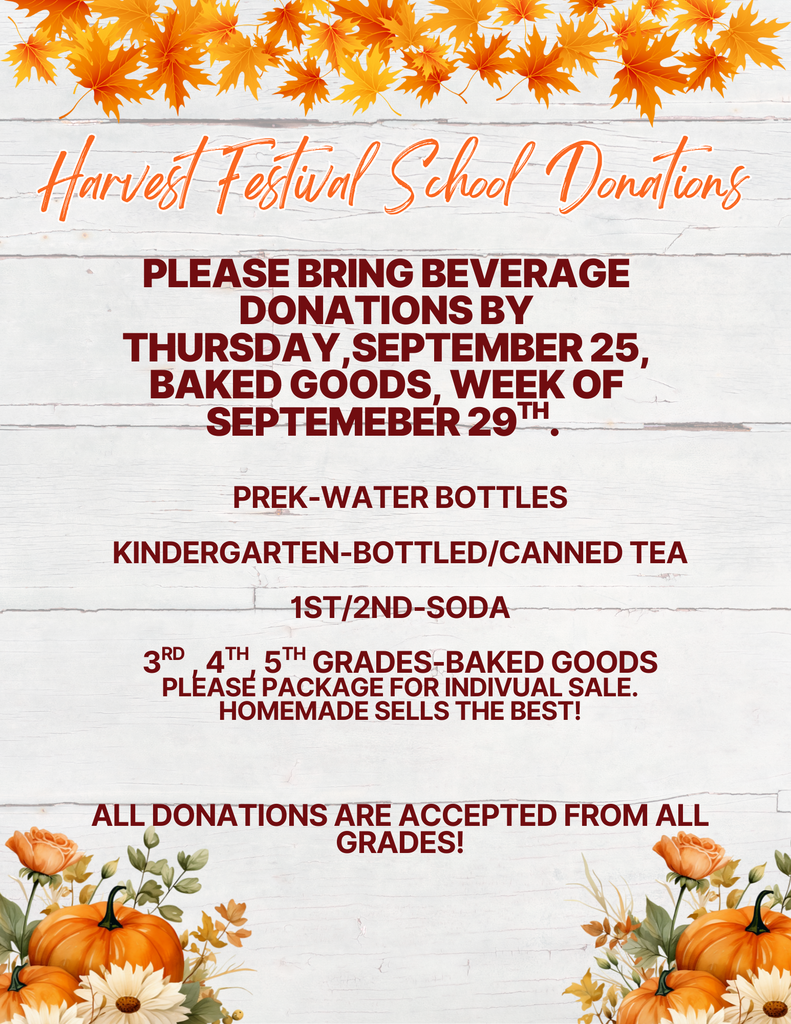 Harvest Festival School Donation Flyer