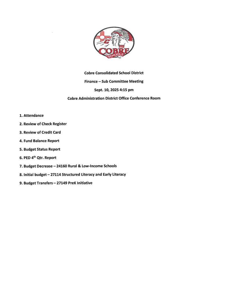 Agenda Page 1