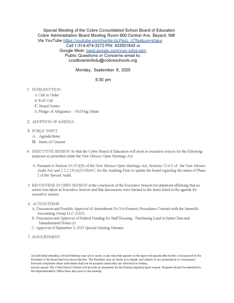 Agenda Page 1