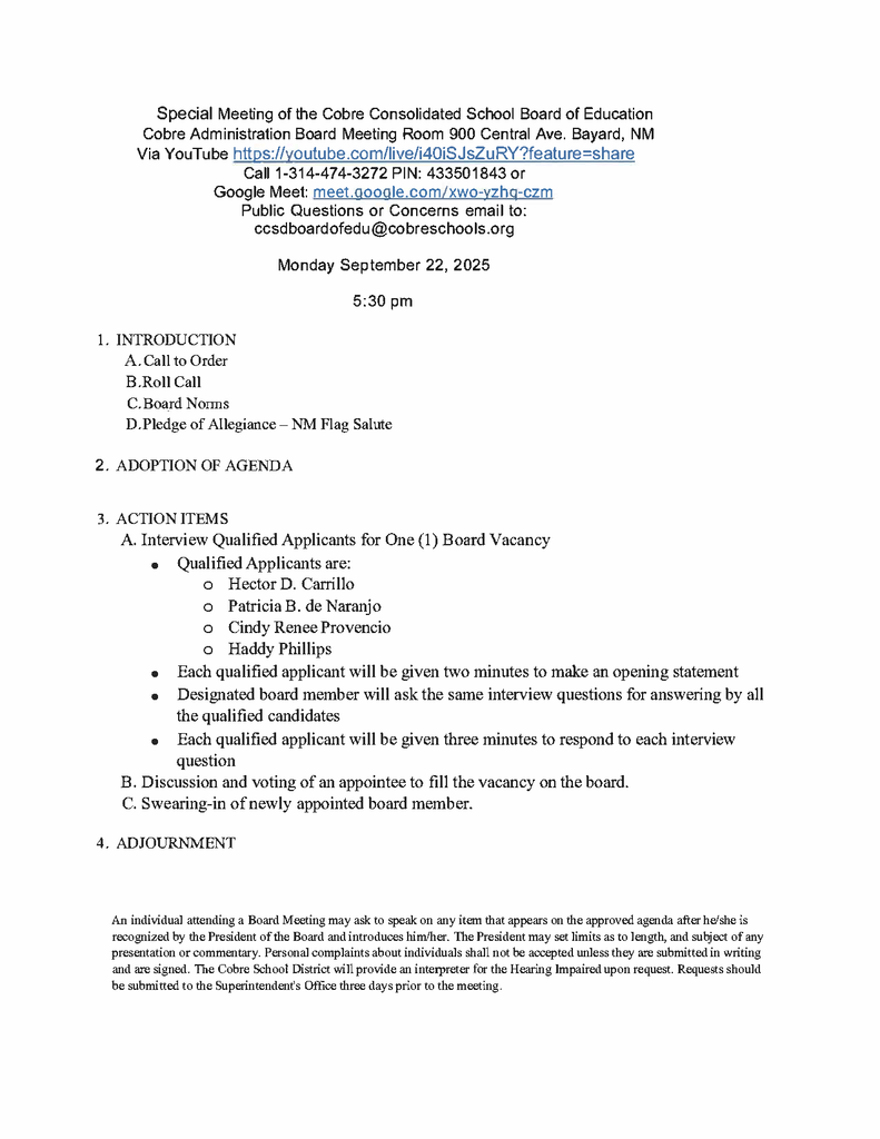 Agenda Page 1