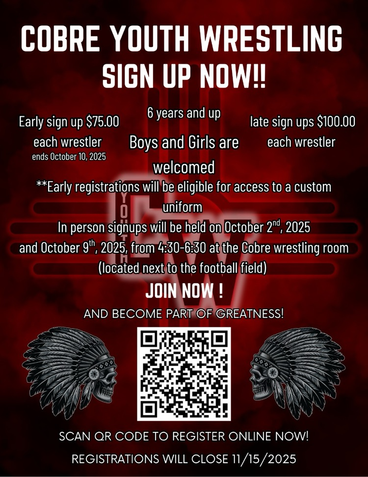 Cobre Youth Wrestling Sign Ups