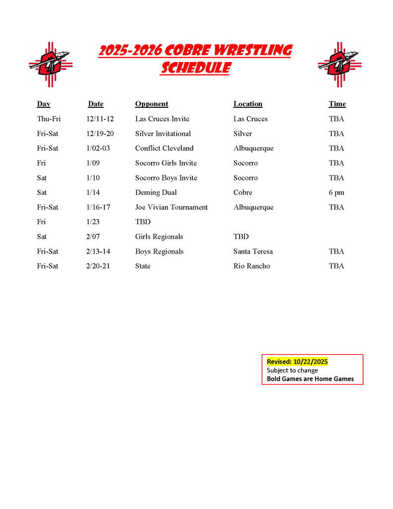 Wrestling UPDATED 10/23