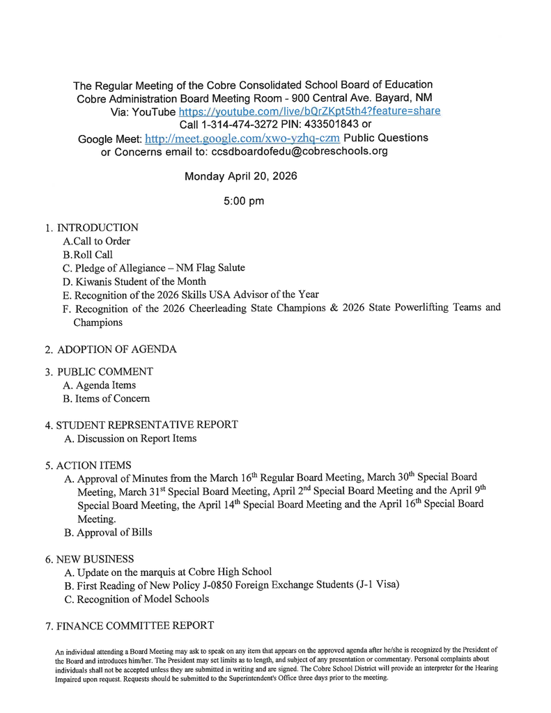 Agenda Page 1