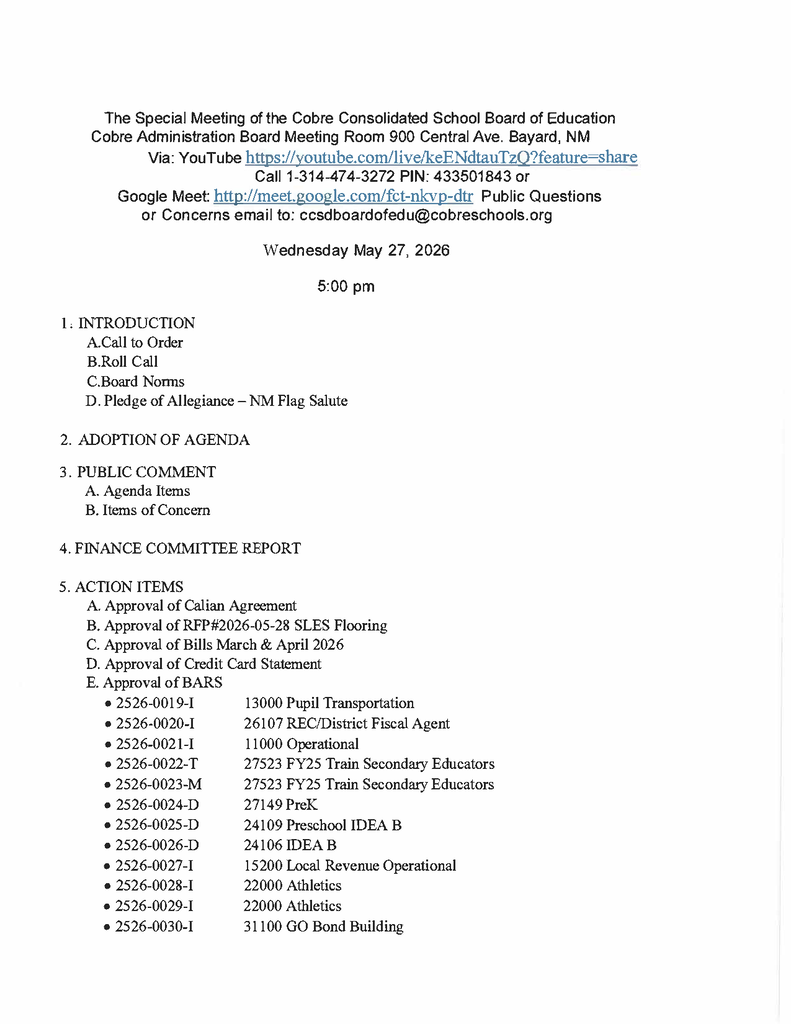 Agenda Page 1
