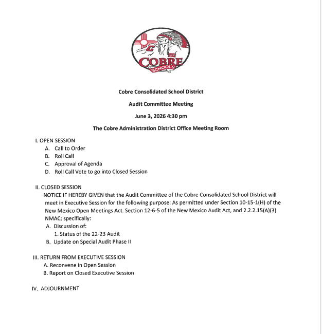Audit Committee Agenda