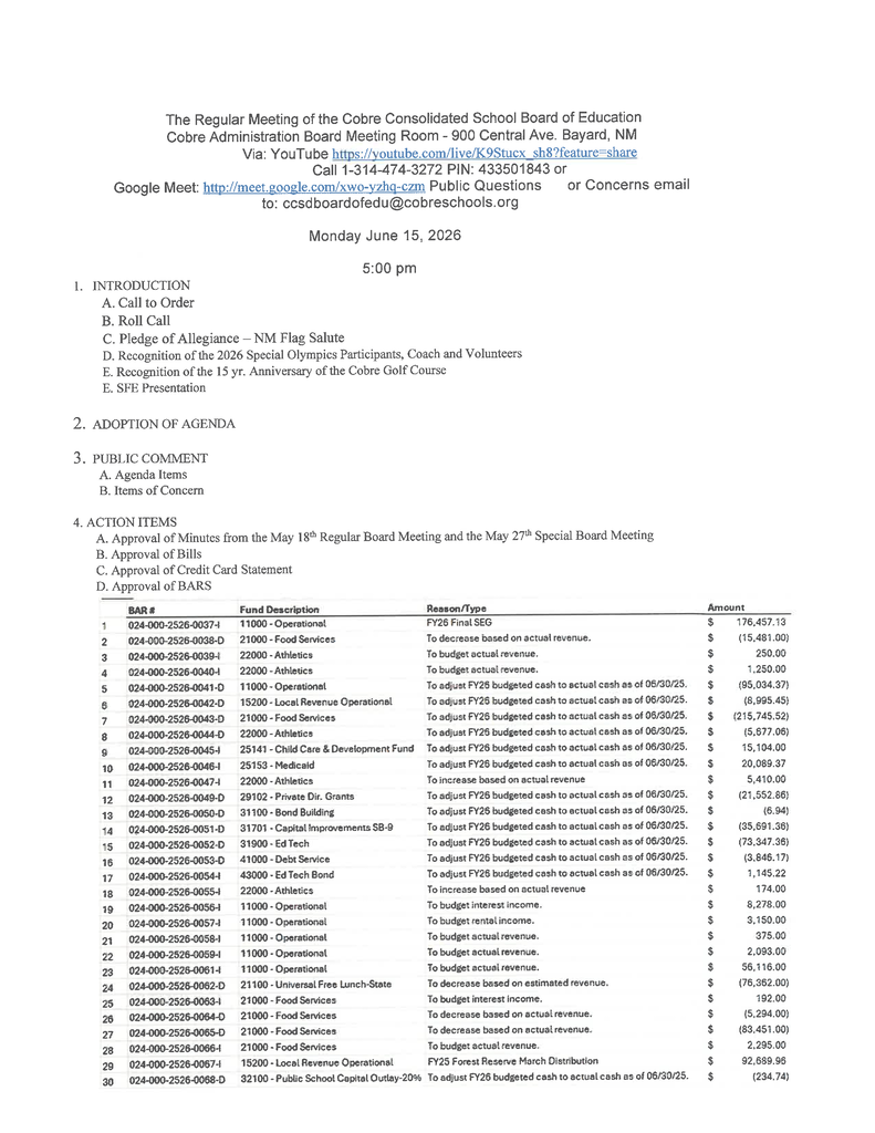 Agenda Page 1