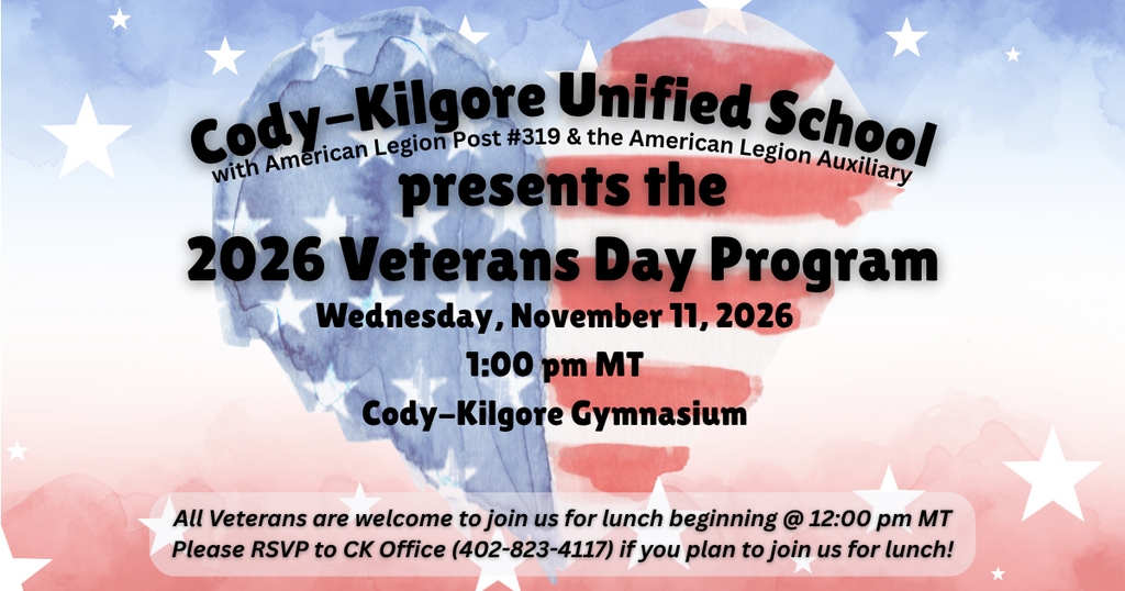 Veterans Day Program November 11, 1:00 pm