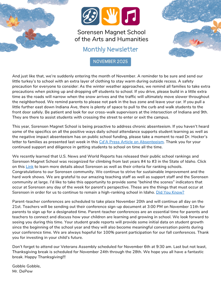 November Sorensen Newsletter