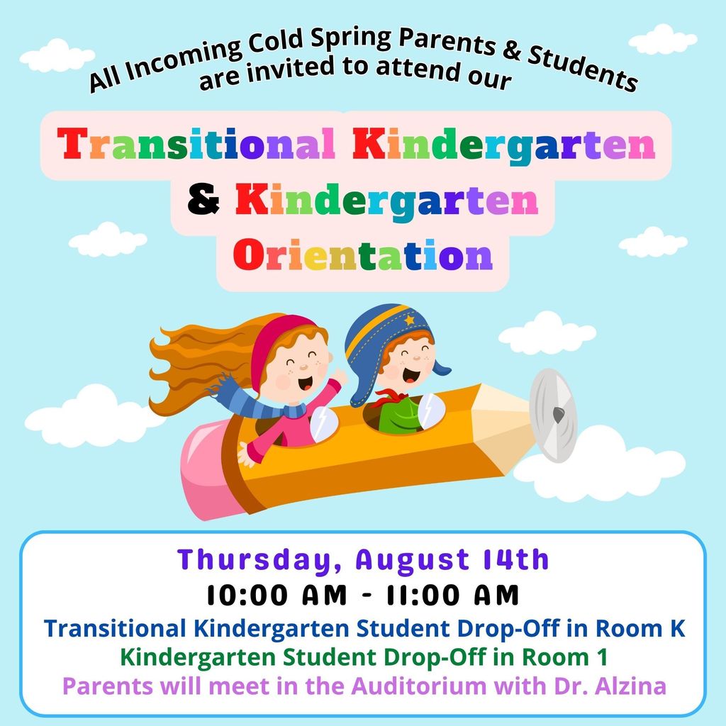 Transitional Kindergarten & Kindergarten Orientation Flyer