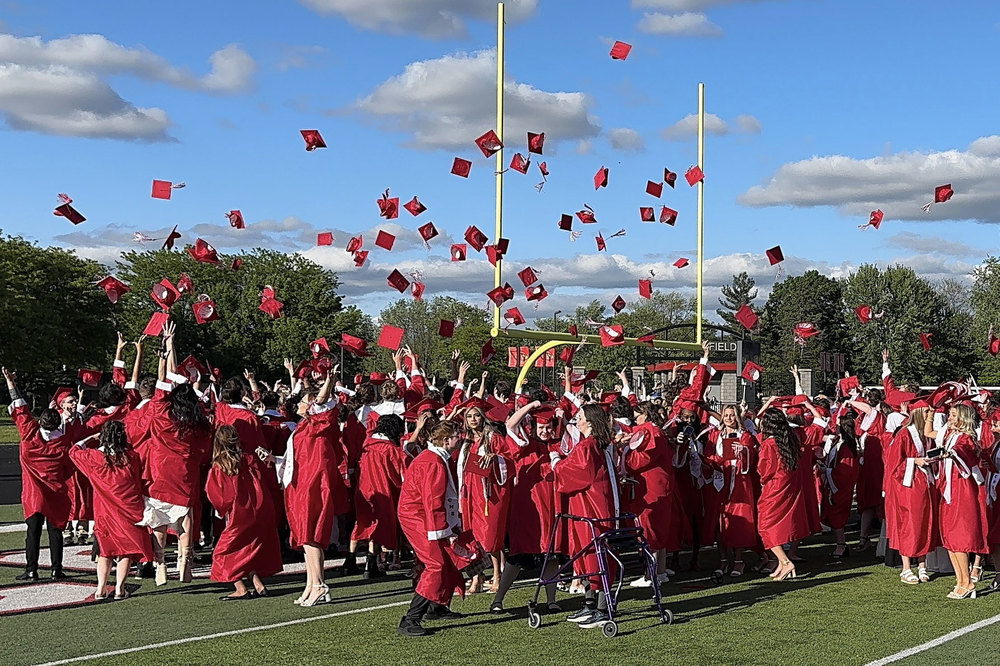 Cap toss at the end of the 2025 Commencement Exercises