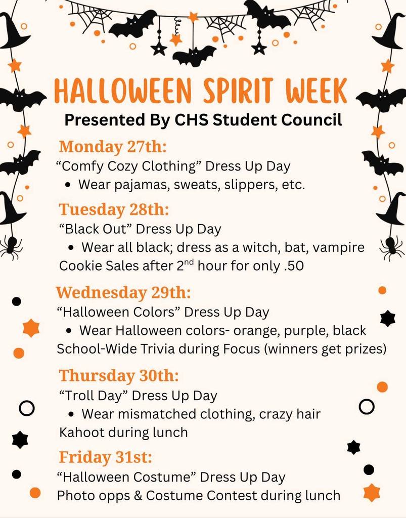 Halloween Spirit Week information