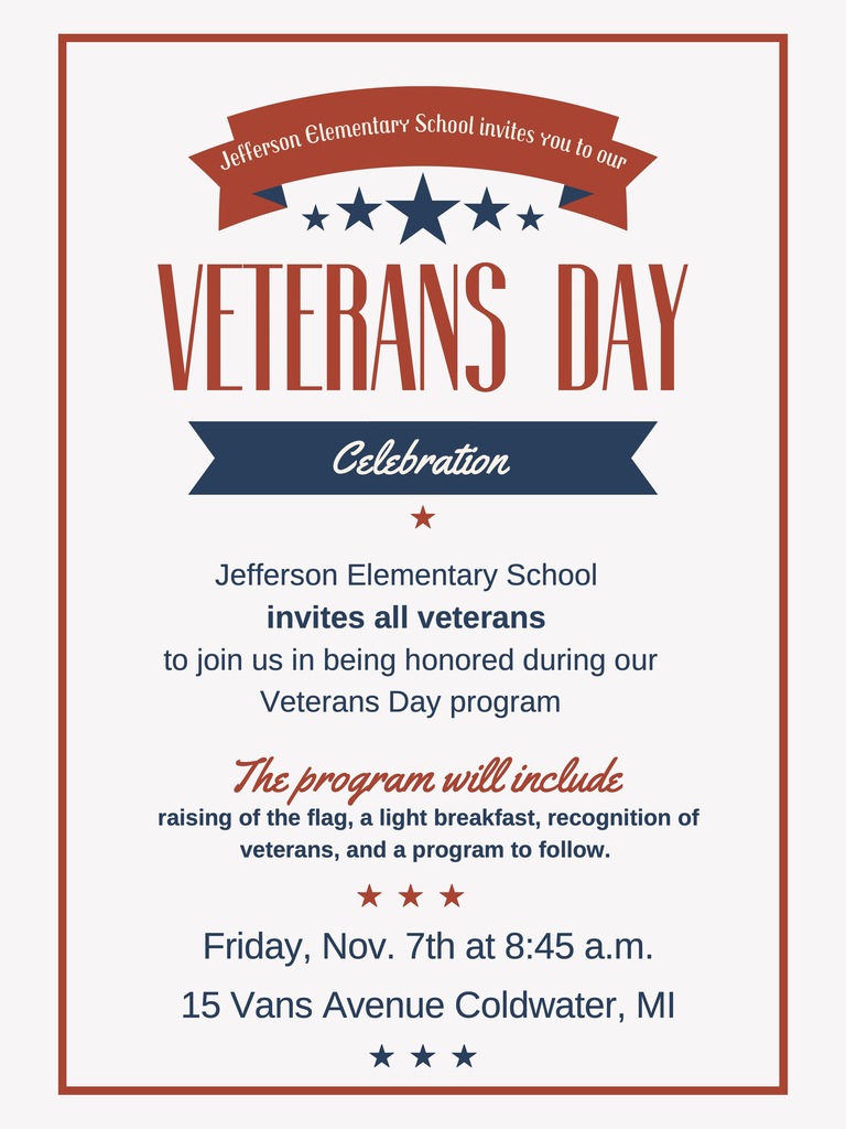 2025 Veterans Day Celebration - Friday, November 7th, at 8:45am