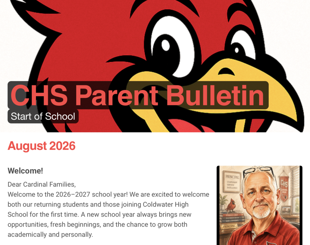 Screen shot of this month's CHS newsletter