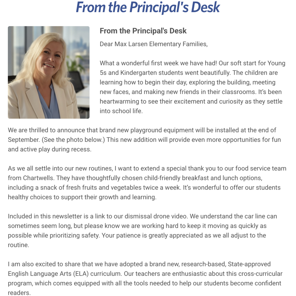 Screen shot of the first article from this month's newsletter