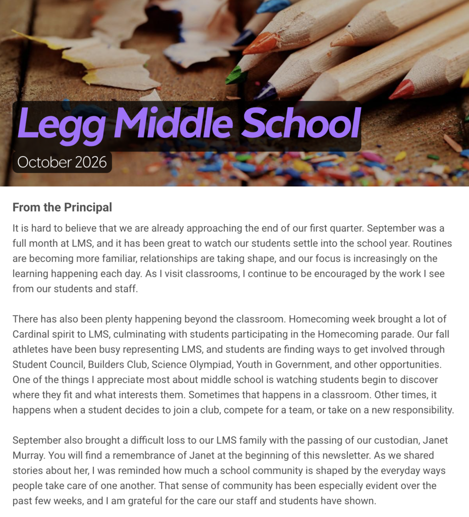 First few paragraphs of the October newsletter