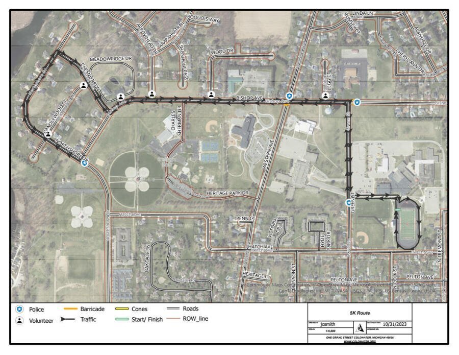 The course map for the CHS NHS Turkey Trot 5K Run/Walk