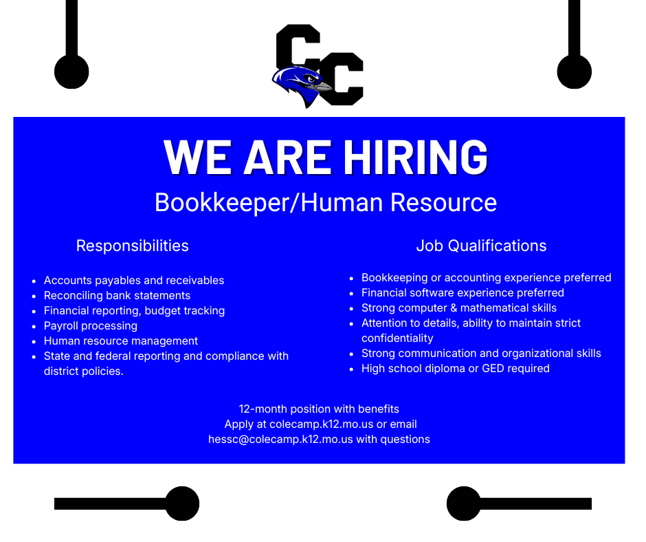 Job Posting/Bookkeeper/Human Resource