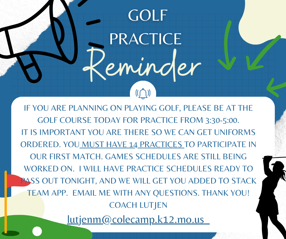 Girls Golf 2025- Reminder 