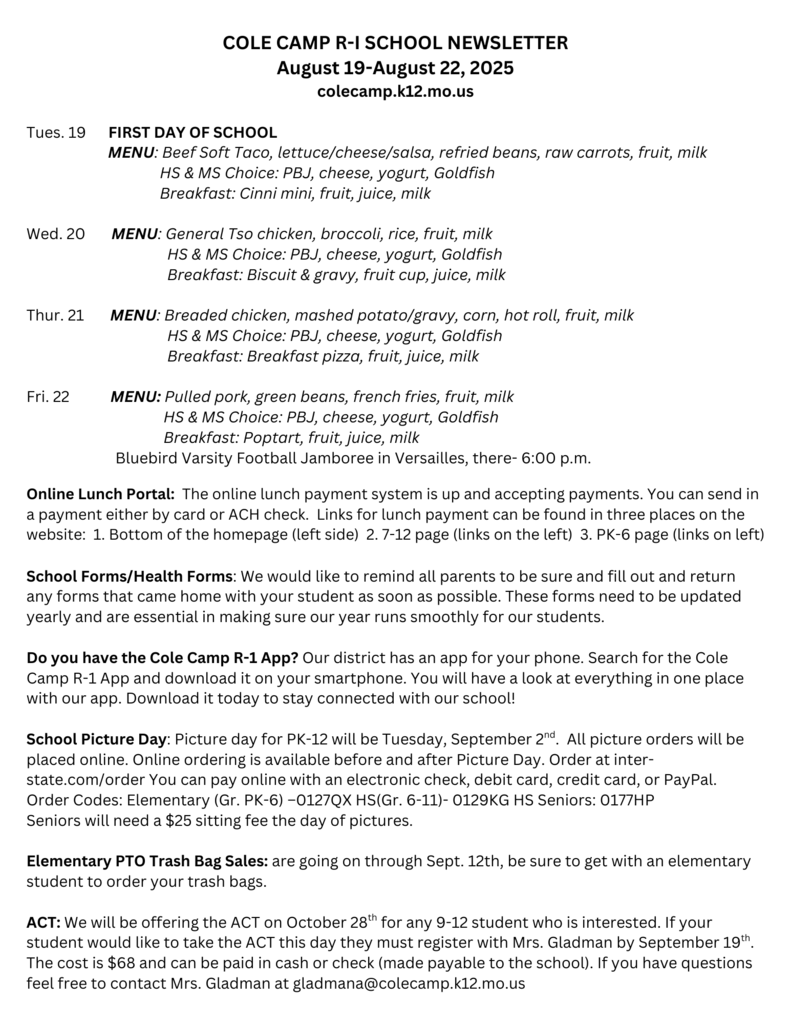 NEWSLETTER Aug 19-22, 2025