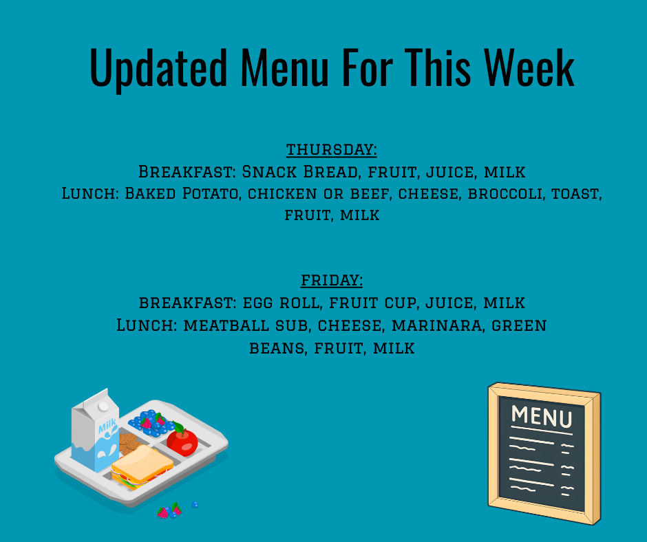 Updated Menu for this week