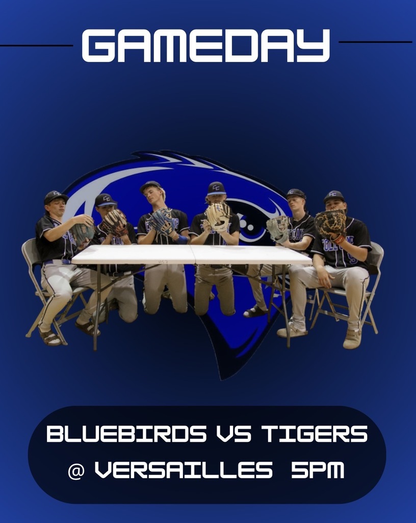 Today is gameday for the Bluebird baseball team.  They will travel to Versailles today to take on the Tigers.  Game time is 5:00 pm.  Good Luck Bluebirds!