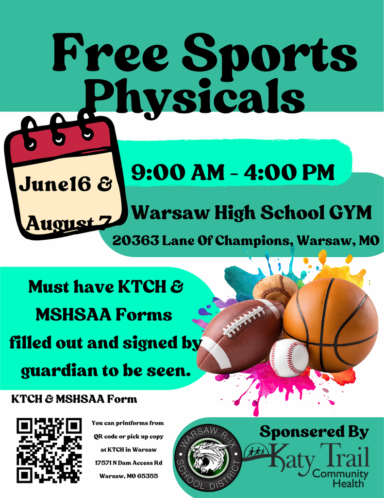 Free Sports Physicals in Warsaw on August 7 - forms to fill out if interested