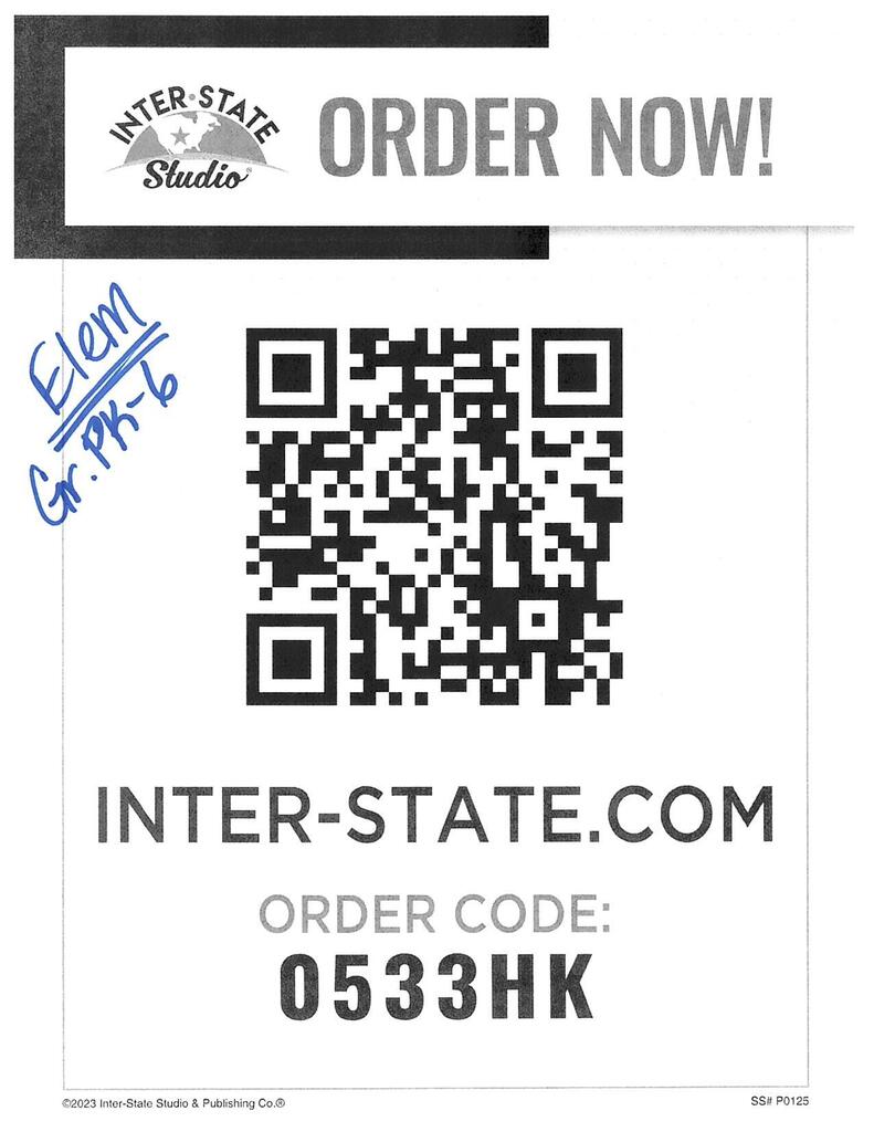 QR code for Grades PK-6 Pictures:  website:  www.inter-state.com   Order code:  0533HK