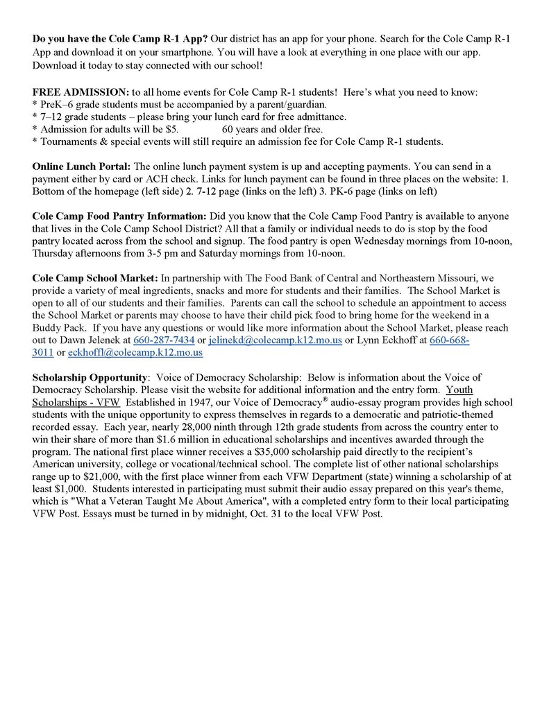 Newsletter for Week of Sept 21-25 Page 2 ADA verion available on website
