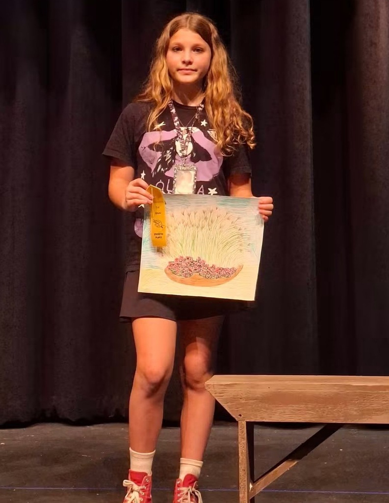 6th grader Jaiden Shewmaker received a 4th place for her pen and ink drawing.