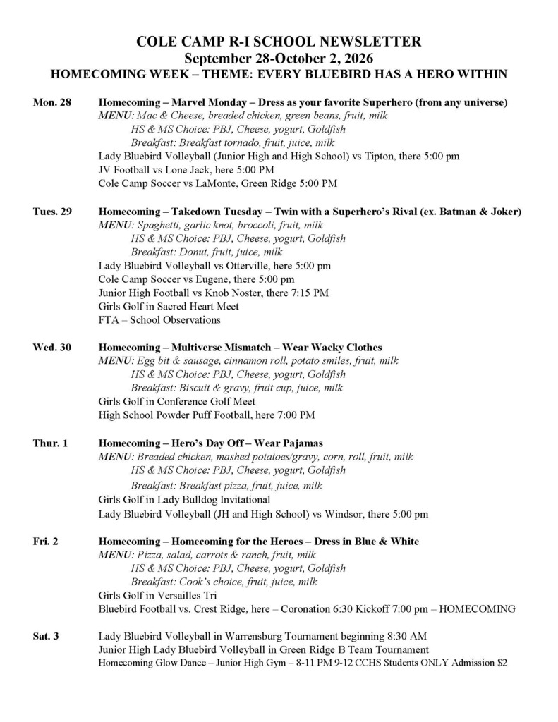 Newsletter for Week of Sept 28-Oct 2 Page 1 ADA verion available on website