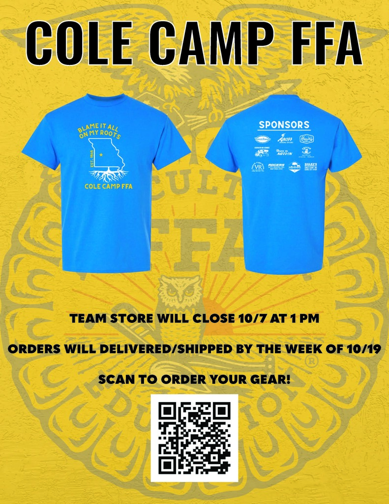 Flyer for ordering FFA Shirts with QR Code on it.