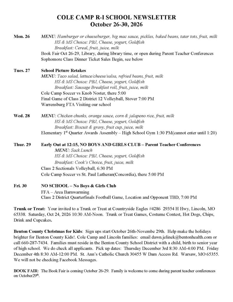 Newsletter for Week of Oct 26 Page 1 ADA verion available on website