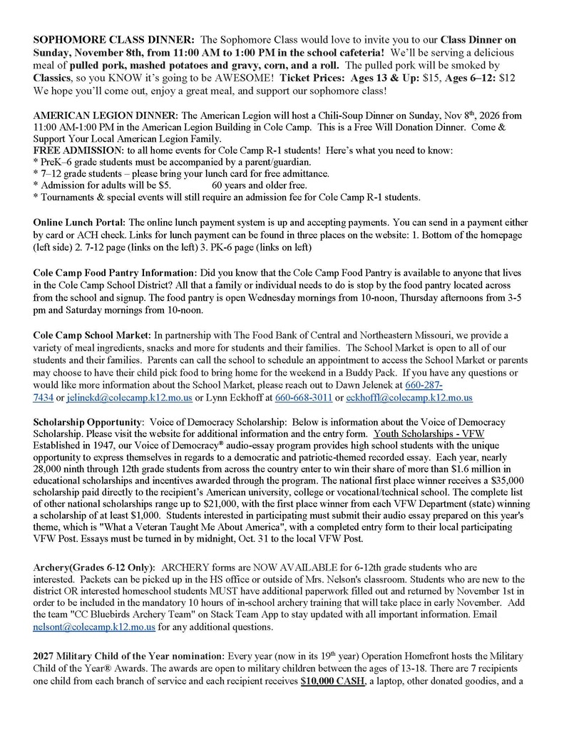 Newsletter for Week of Oct 26 Page 2 ADA verion available on website