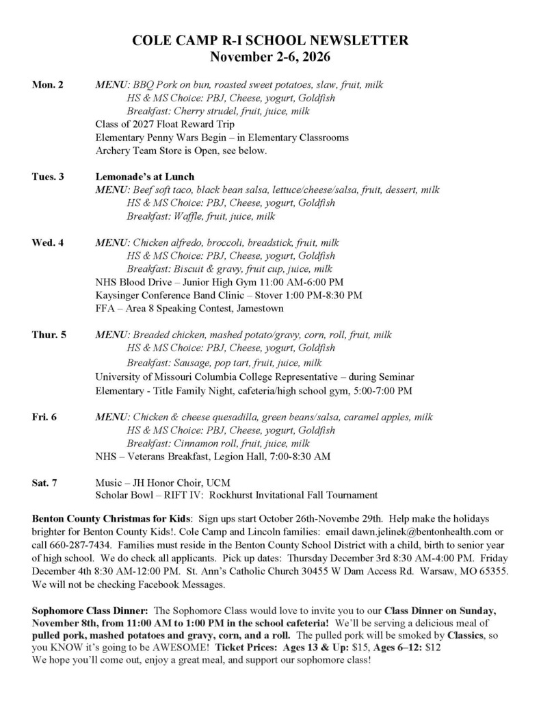 Newsletter for Week of Nov 2-6 Page 1 ADA version available on website