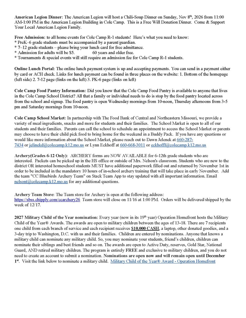 Newsletter for Week of Nov 2-6 Page 2 ADA version available on website