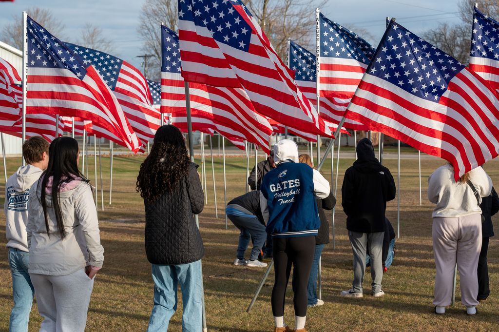 veteran's day placing flags