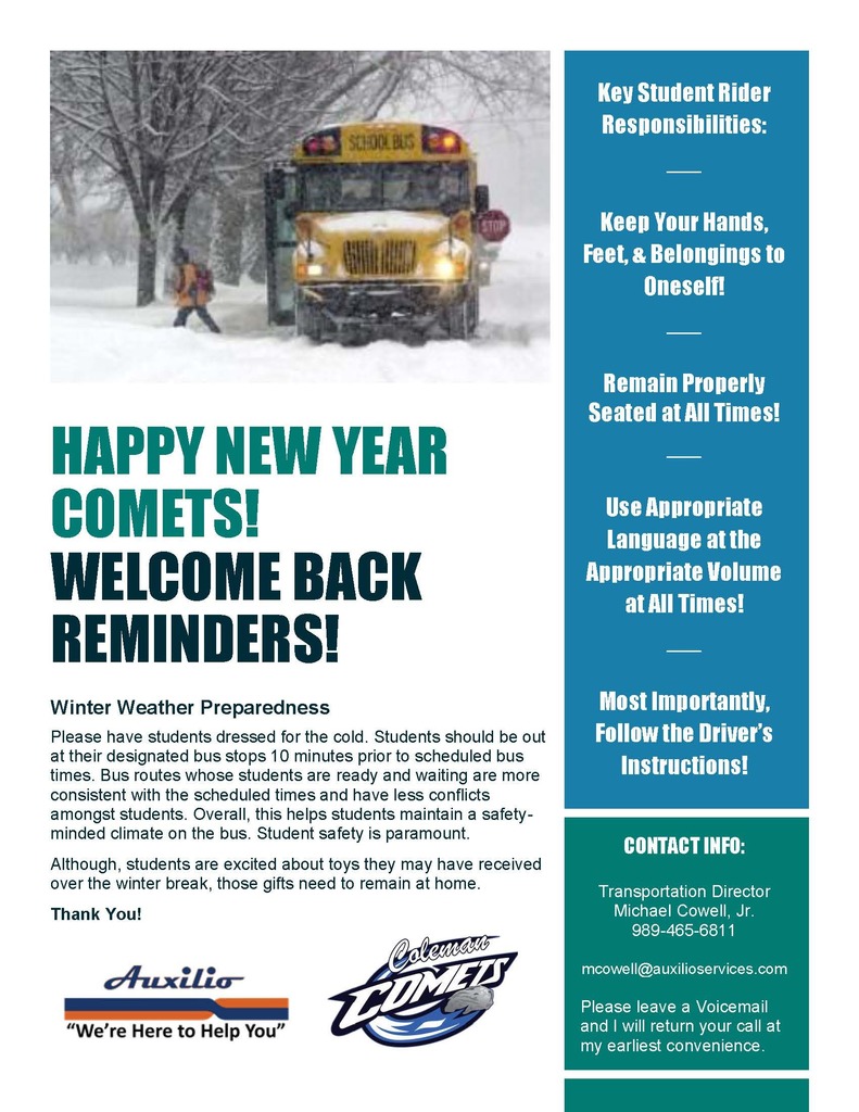 happy new year comets bus reminders