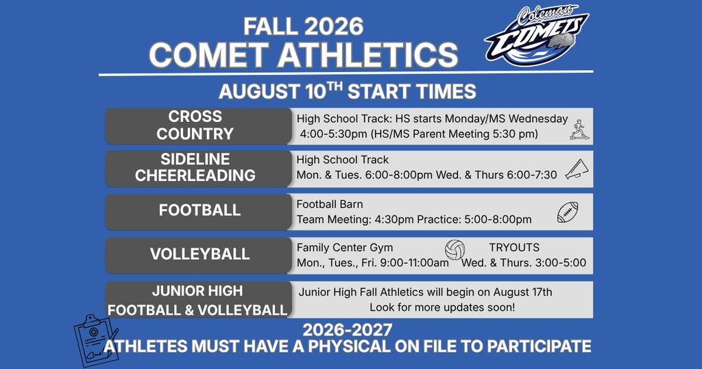 Fall Athletics Start Dates and Times