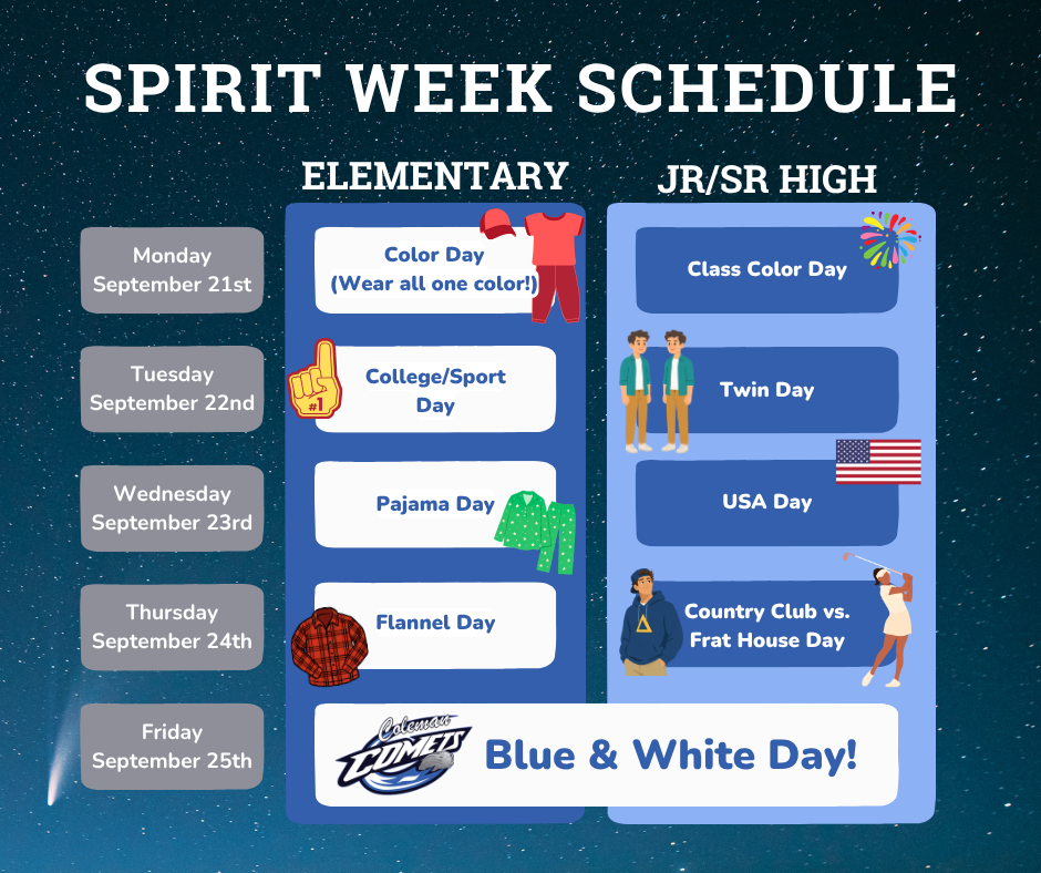 spirit week schedule