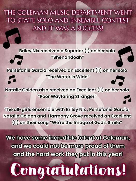 State Music Competition..... great job, ladies! We are proud of you!