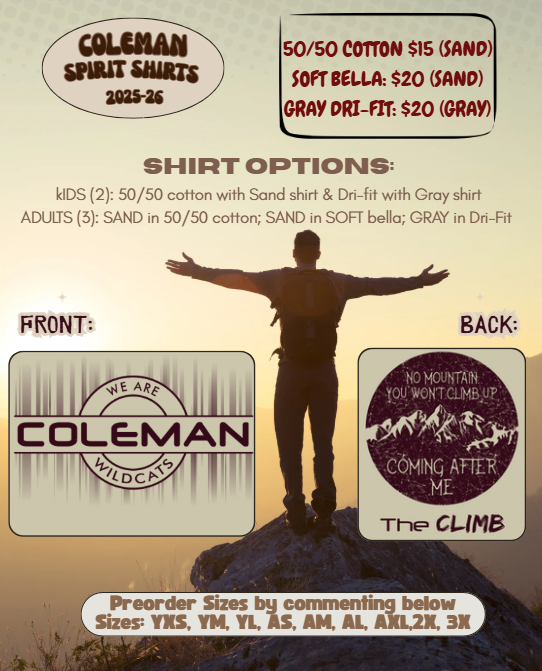 25-26 SPIRIT SHIRTS ~ Front and Back images with shirt options available!