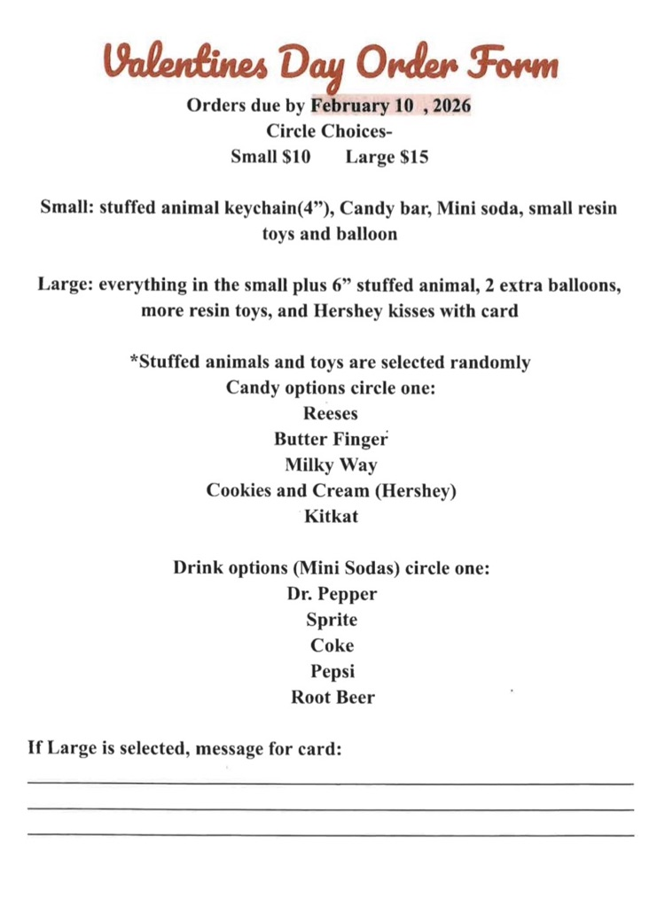 Valentine order sheet