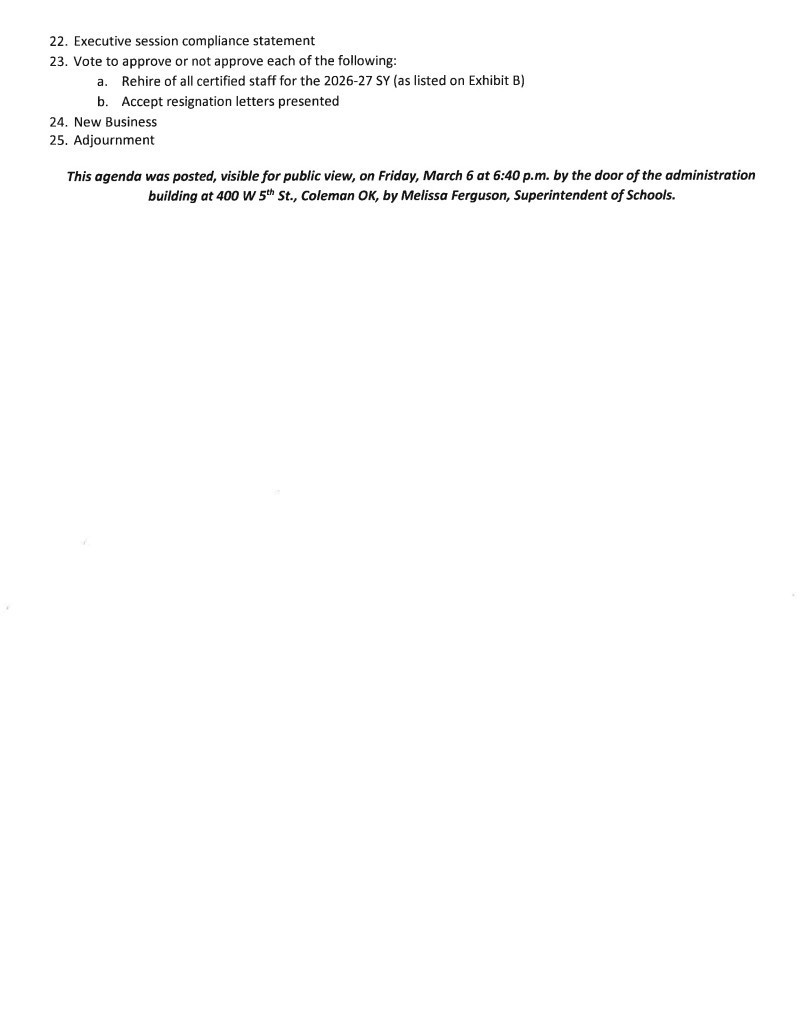 Board Agenda for March 9th, 2026 - page 2