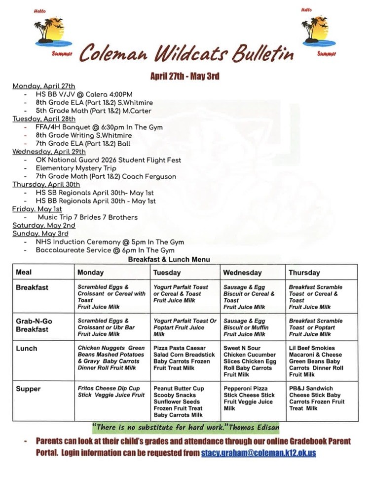 Weekly bulletin